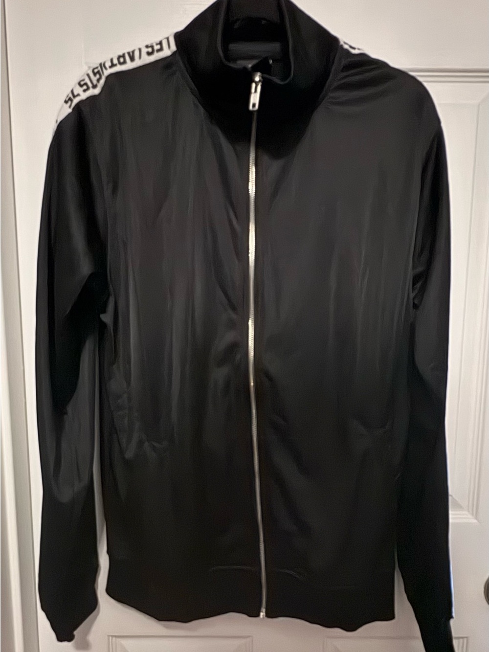 Les (Art)ists Black Zip-Front Track Jacket with Logo Shoulder Tape